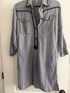 Free People Blue Button-Up Dress